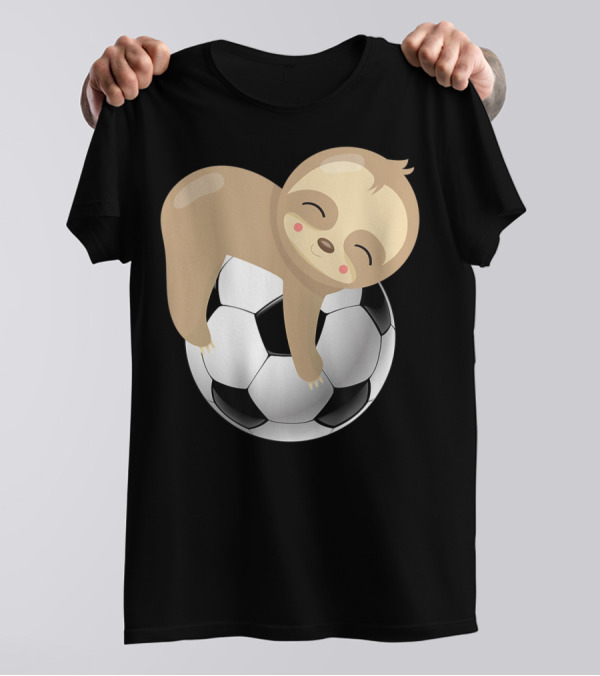 Baby Sloth Hugging Soccer Ball T-Shirt