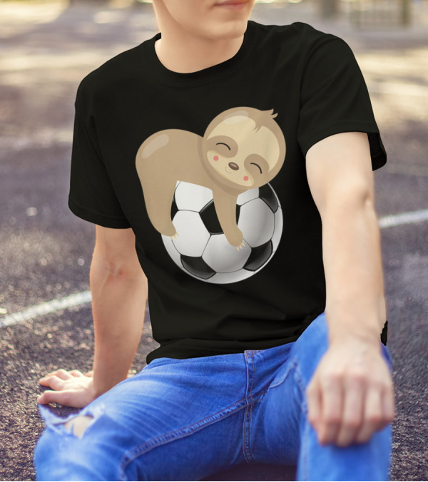 Baby Sloth Hugging Soccer Ball T-Shirt