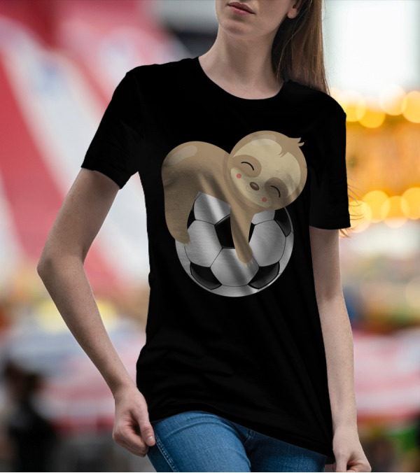 Baby Sloth Hugging Soccer Ball T-Shirt
