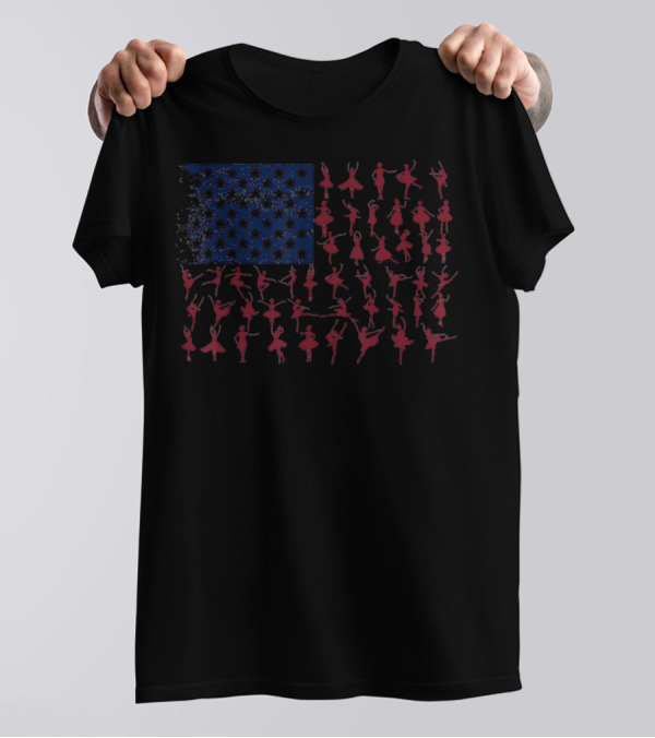 Ballet Dancer Kids American Flag July T-Shirt