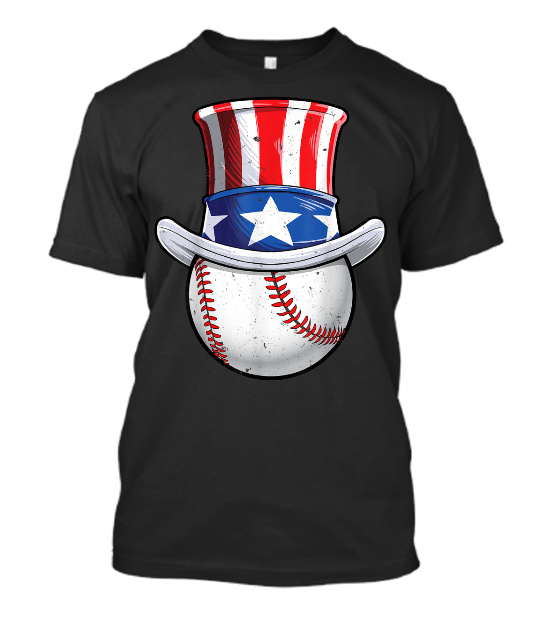 Baseball Uncle Sam American Flag Hat 4th Of July Boys T-Shirt