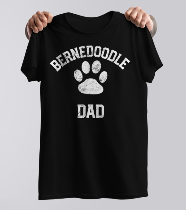 Bernedoodle Dad Distressed Vintage Look Paw Prints T-Shirt
