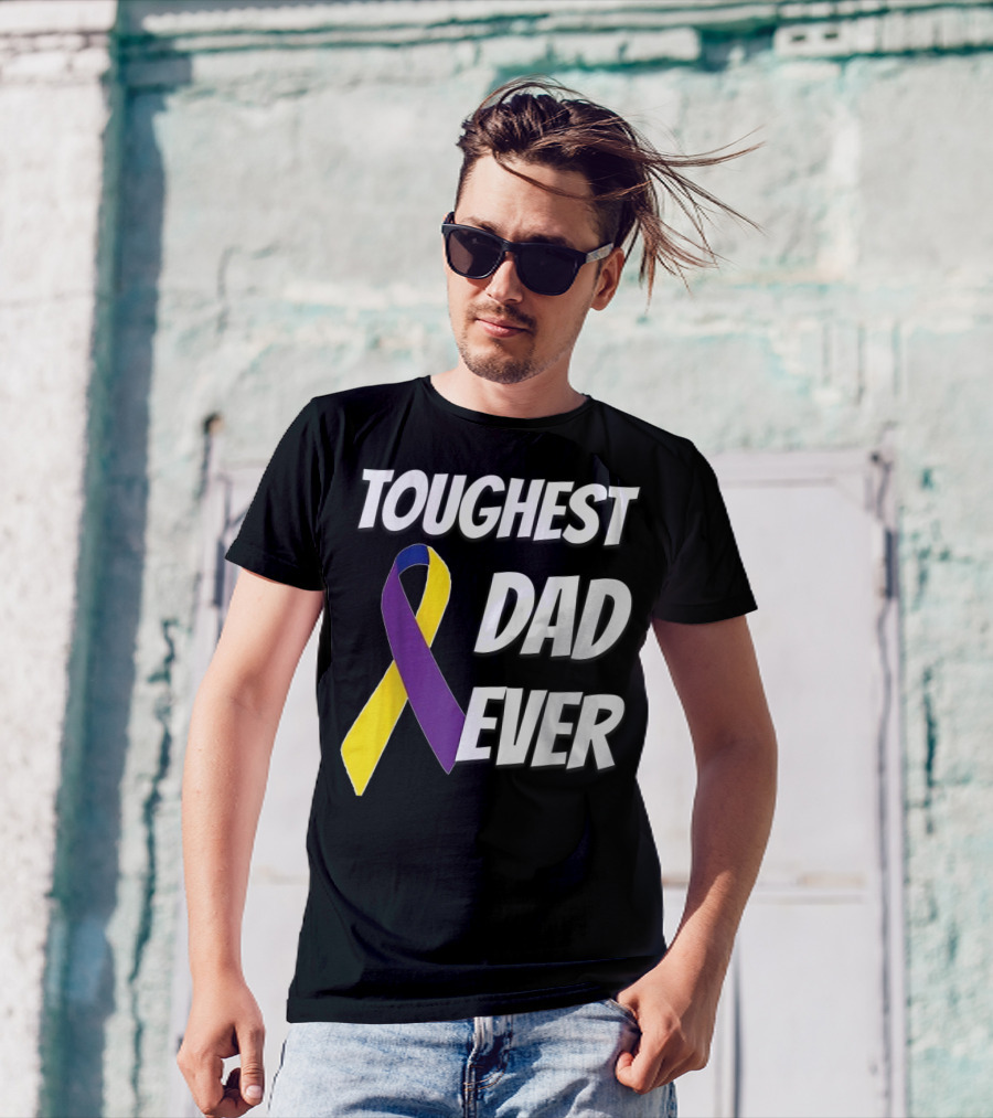 Toughest Dad Ever Bladder Cancer Yellow Ribbon Awareness T-Shirt