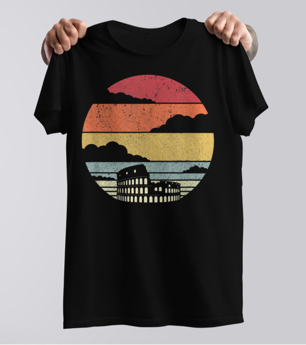Colosseum Rome Italy Vintage Sunset Stripes T-Shirt