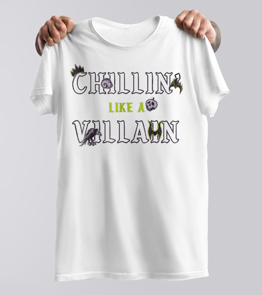 Disney Chillin Like A Villain Crown Skull Bat Raven Snake T-Shirt