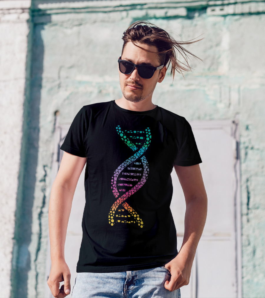 DNA Molecular World Genes Biology Lover Geek Rainbow Spiral T-Shirt