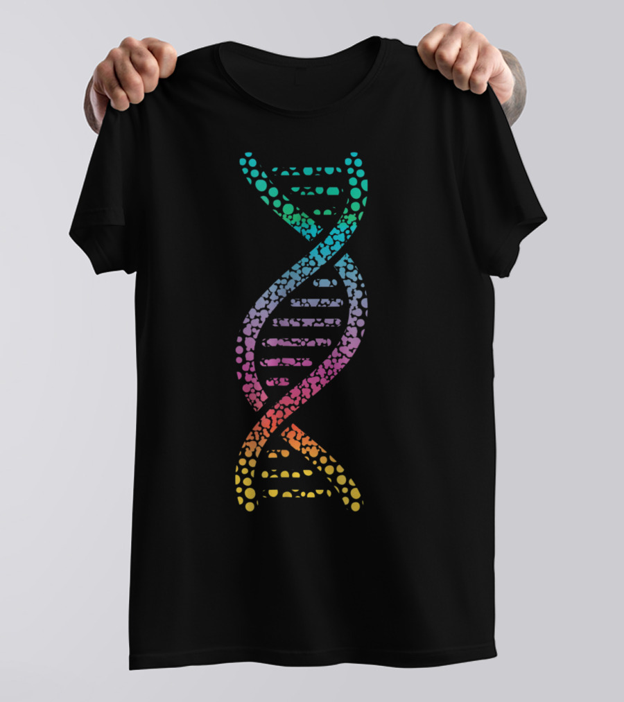 DNA Molecular World Genes Biology Lover Geek Rainbow Spiral T-Shirt