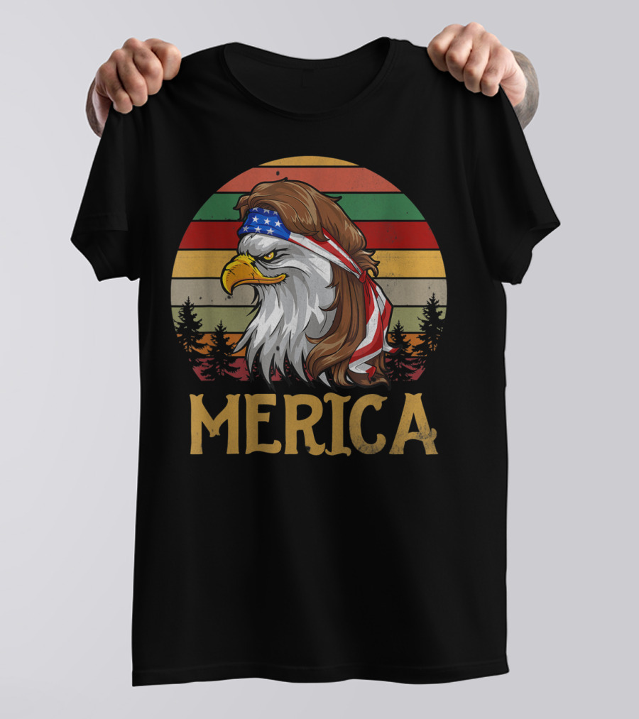 Eagle Mullet Merica 4th Of July American Flag USA T-Shirt