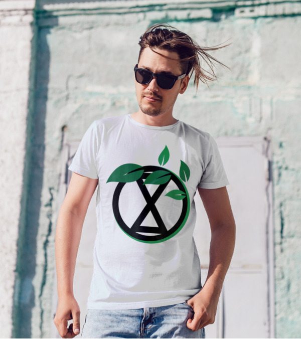 Extinction Rebellion Revolution Symbol With Green Leaves T-Shirt