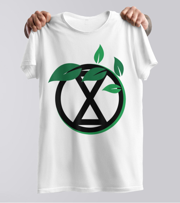 Extinction Rebellion Revolution Symbol With Green Leaves T-Shirt