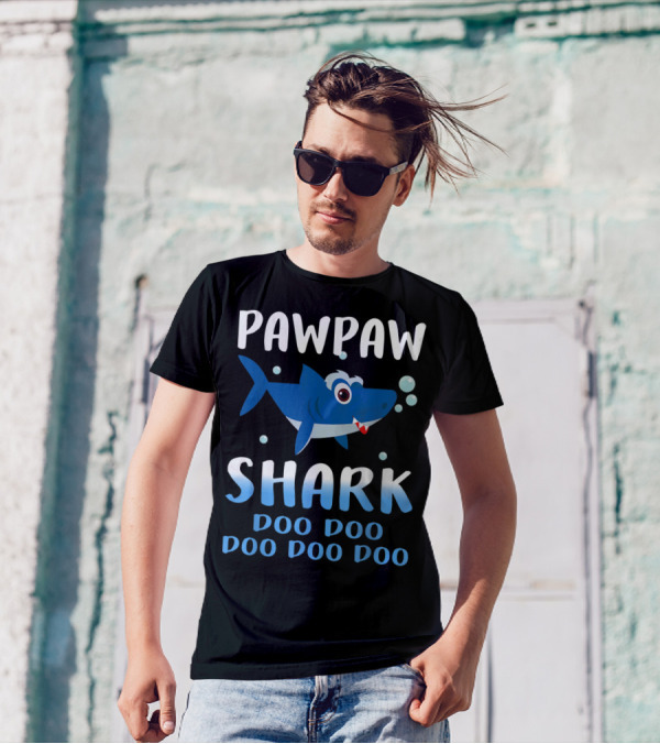 Fathers Day Pawpaw Shark Doo Doo Doo Doo Baby Shark T-Shirt