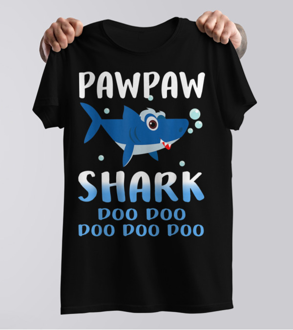Fathers Day Pawpaw Shark Doo Doo Doo Doo Baby Shark T-Shirt