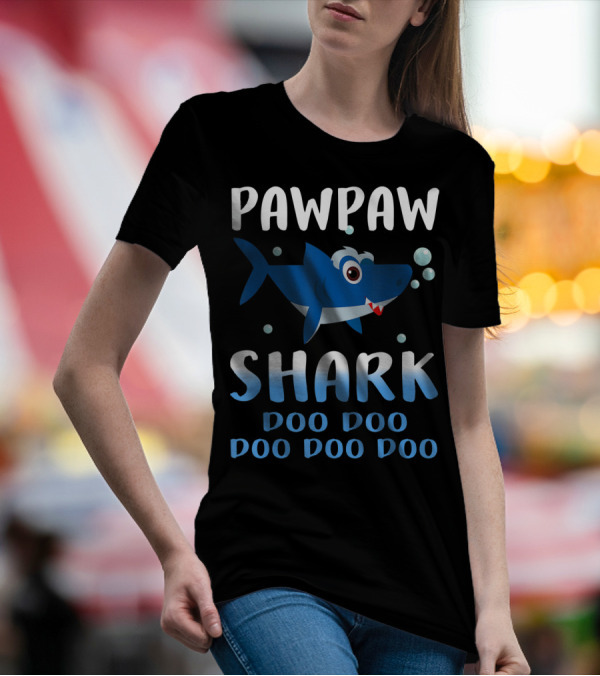 Fathers Day Pawpaw Shark Doo Doo Doo Doo Baby Shark T-Shirt