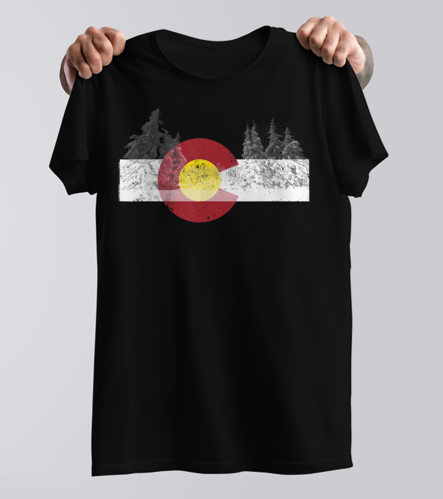 FLAG OF COLORADO WITH SNOWY TREES NOVELTY BIRTHDAY T-Shirt
