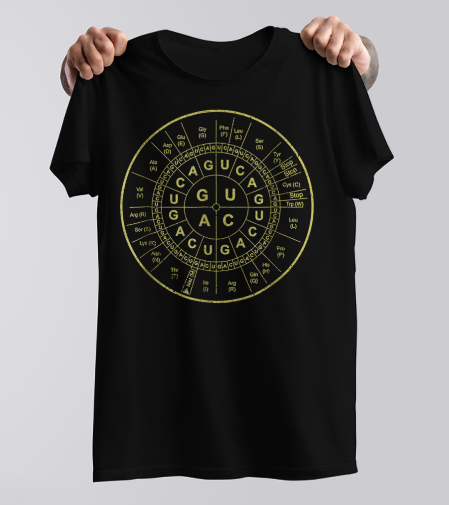 Genetic Code Wheel Chart Codon Biology CAG UGA GUU CUU AGC AUC GAC UCG T-Shirt