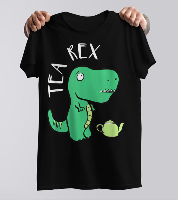 Tea Rex Dino With Green Teapot Cute Tea Time T-Shirt
