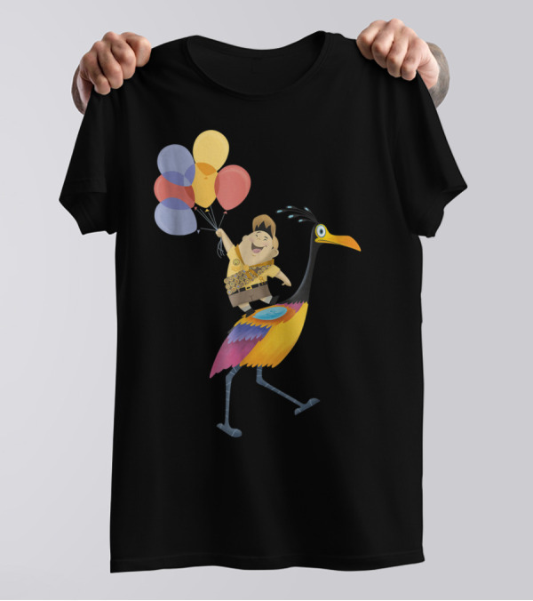 Russell Riding Kevin With Balloons Disney Pixar Up T-Shirt