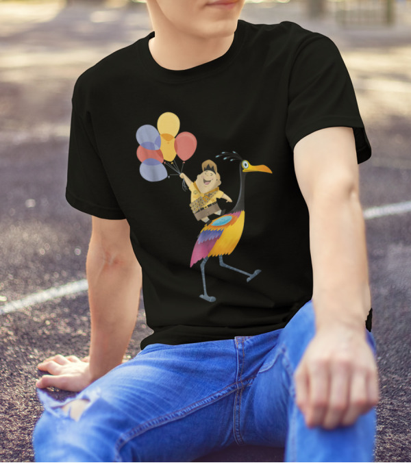 Russell Riding Kevin With Balloons Disney Pixar Up T-Shirt