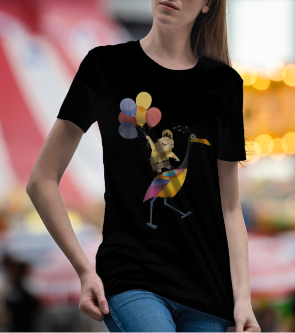 Russell Riding Kevin With Balloons Disney Pixar Up T-Shirt