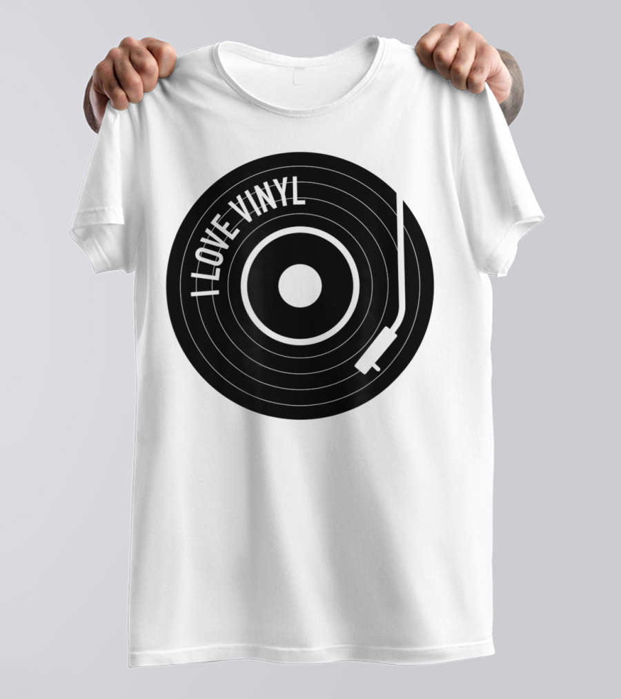 I Love Vinyl Record Player Vintage Music Enthusiast T-Shirt