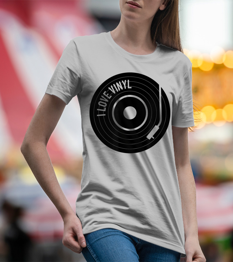 I Love Vinyl Record Player Vintage Music Enthusiast T-Shirt