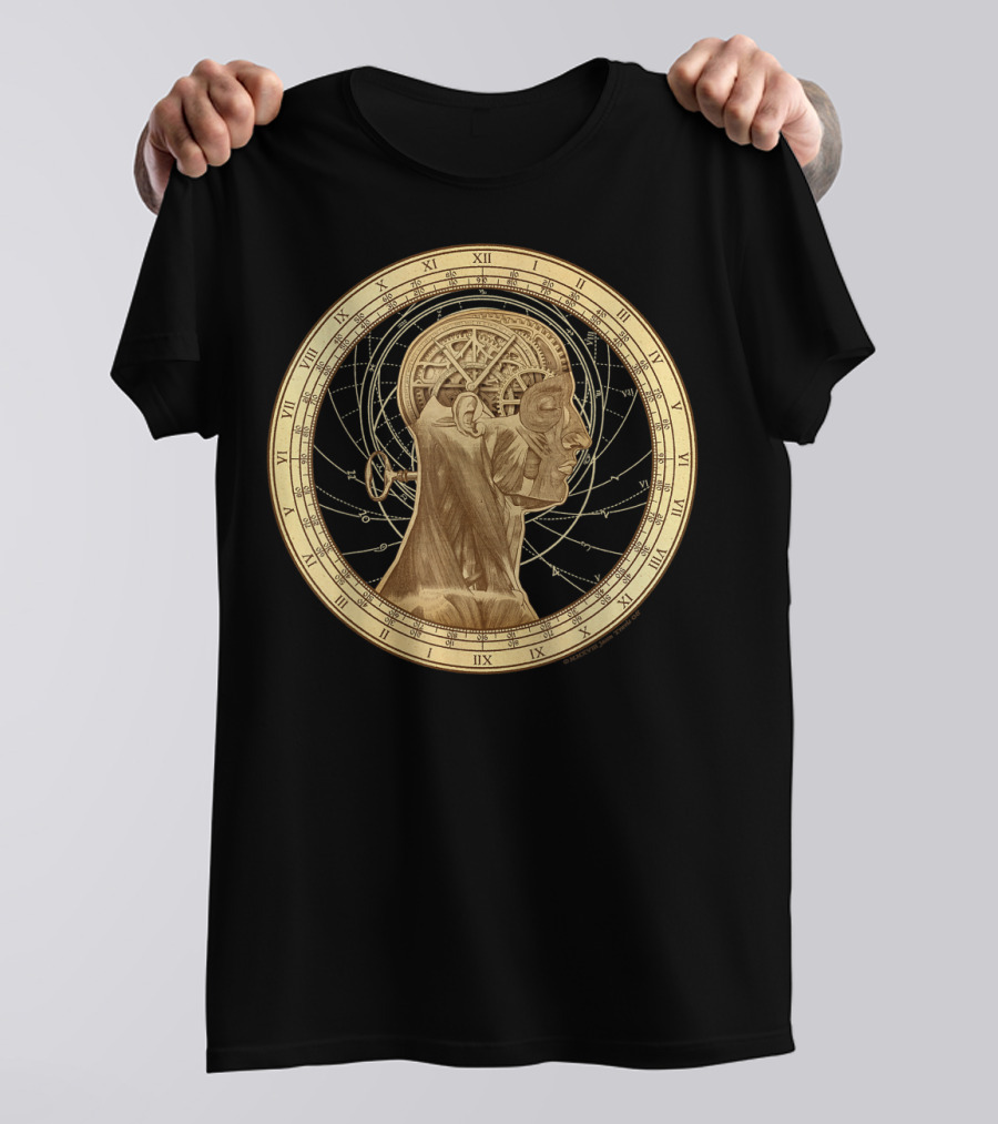 Cognition Steampunk Roman Numerals Clockwork Head T-Shirt