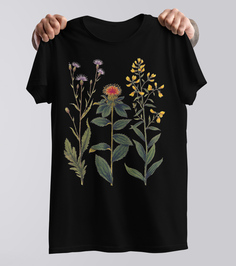 Elegant Botanical Antique Wildflowers Naturalistic T-Shirt