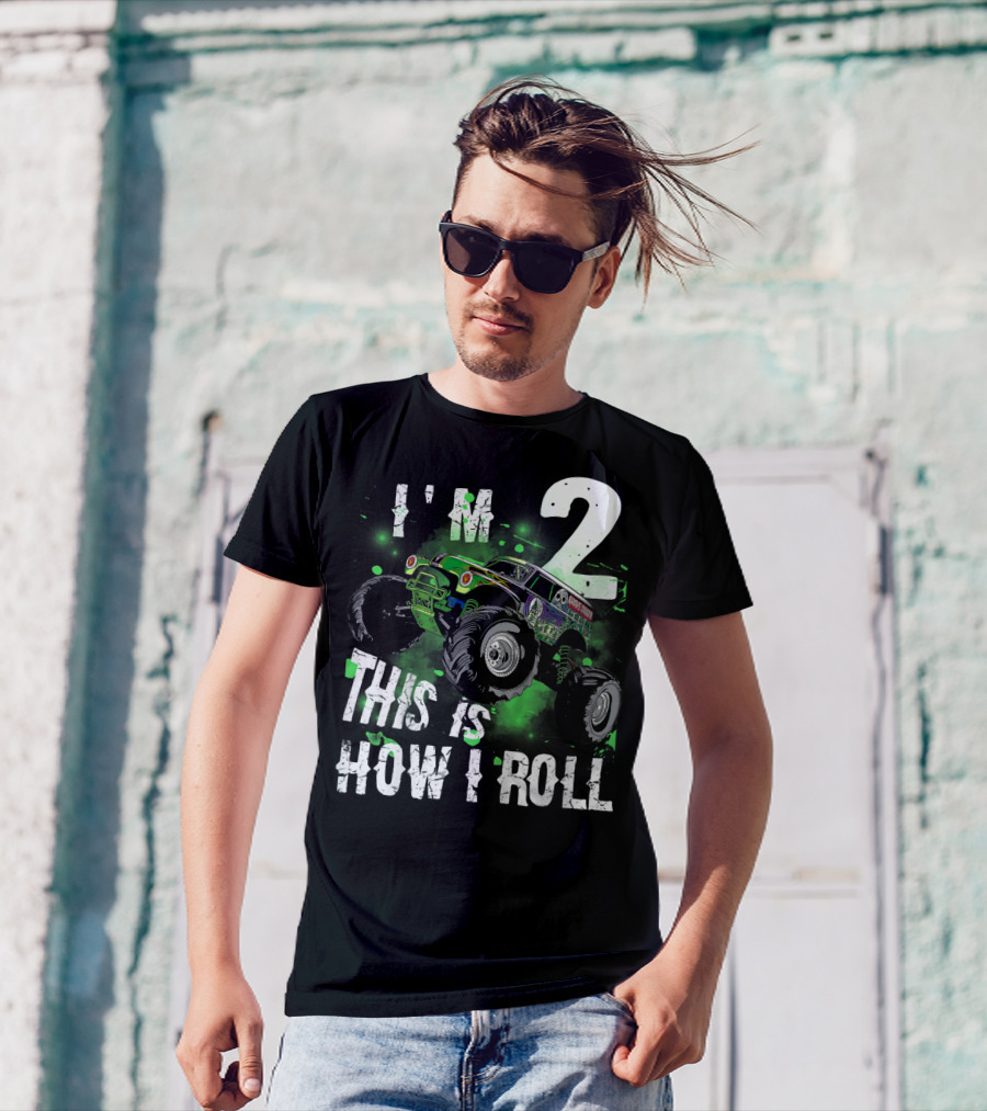 Kids I'm 2 This Is How I Roll Monster Truck T-Shirt