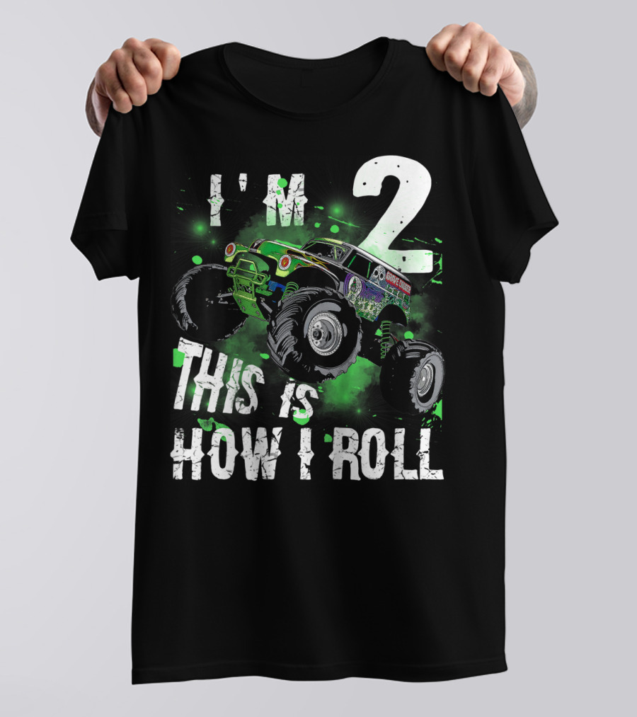 Kids I'm 2 This Is How I Roll Monster Truck T-Shirt