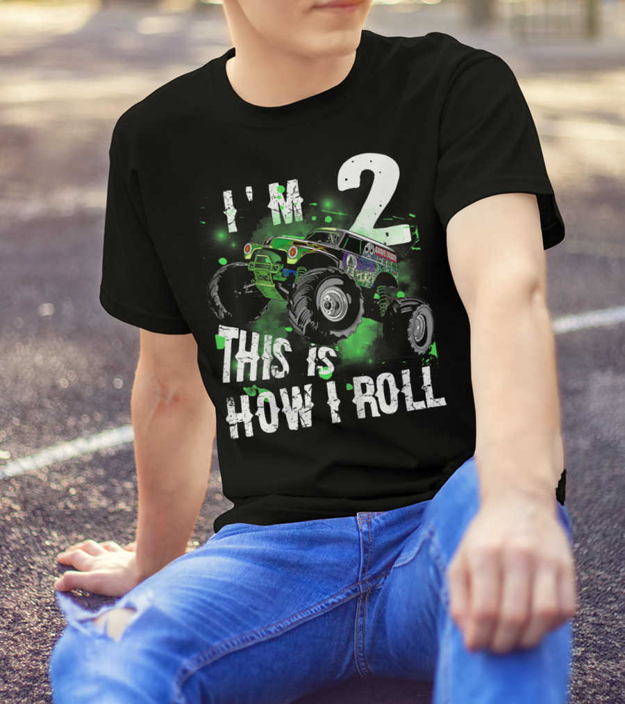 Kids I'm 2 This Is How I Roll Monster Truck T-Shirt