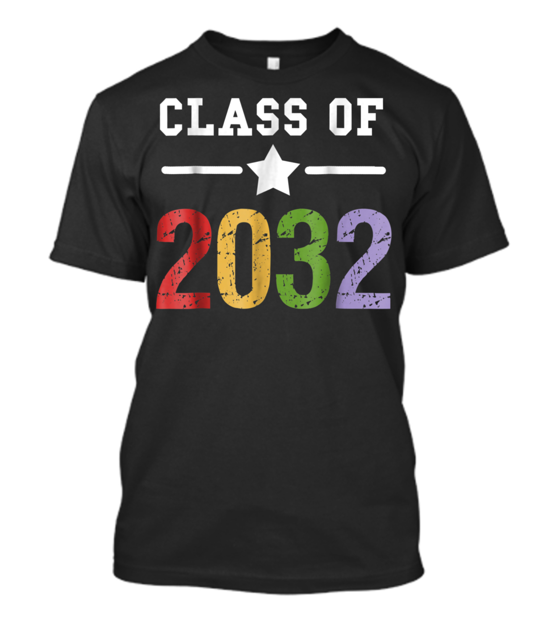 Class Of 2032 Star Rainbow Grow With Me T-Shirt