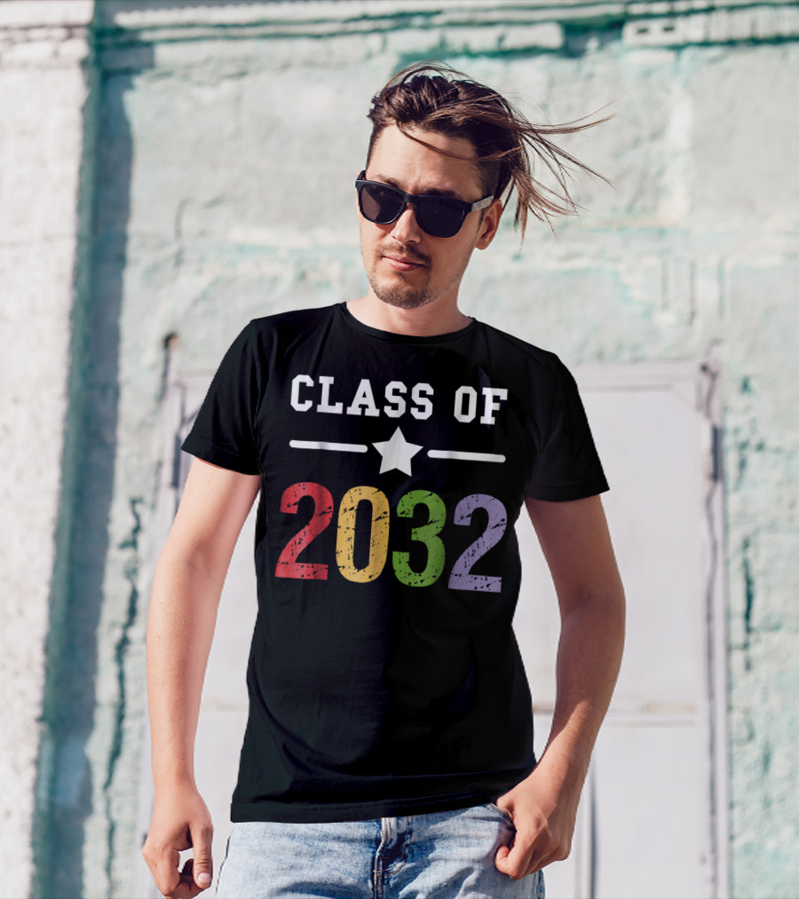 Class Of 2032 Star Rainbow Grow With Me T-Shirt