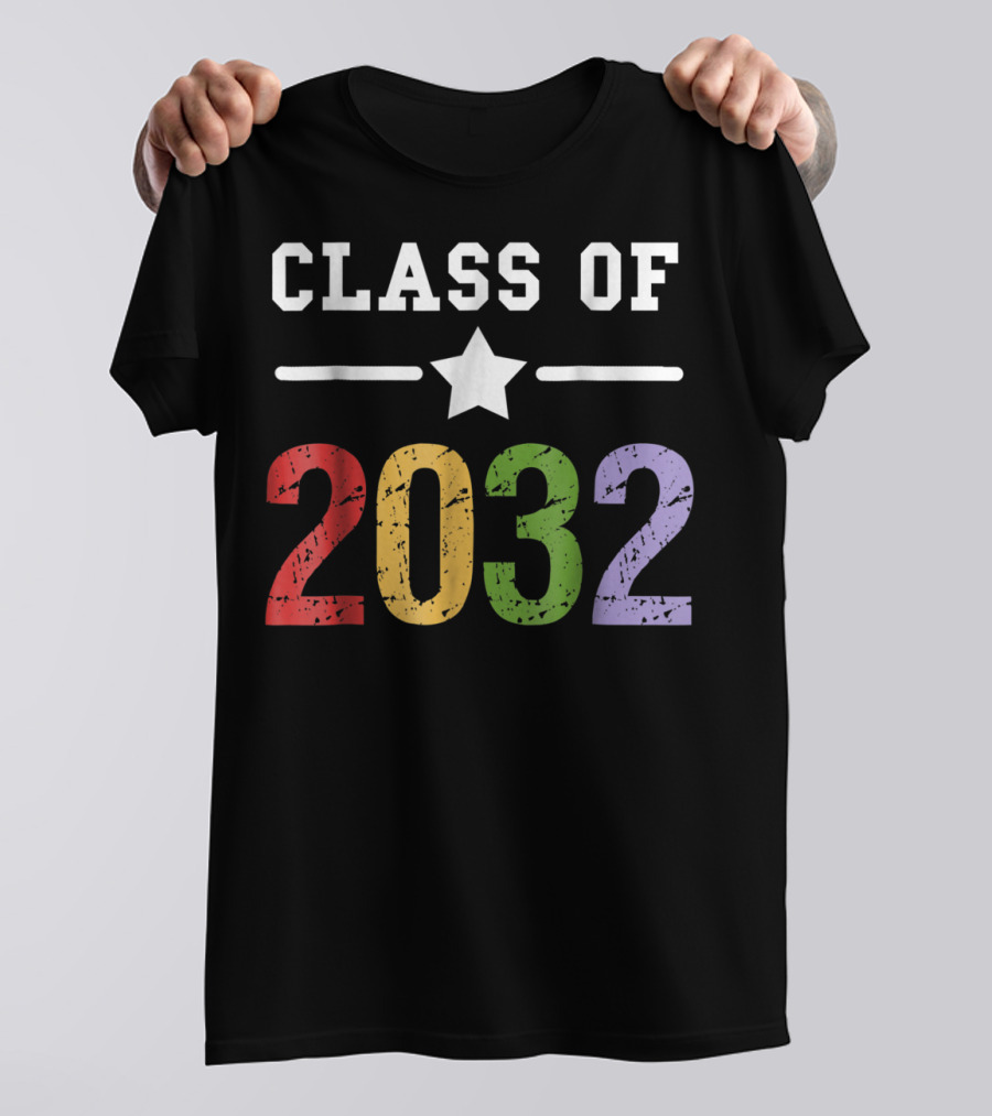 Class Of 2032 Star Rainbow Grow With Me T-Shirt