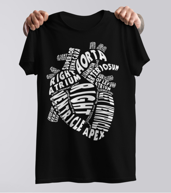 Anatomical Heart Anatomy Aorta Ventricle Atrium Cardiac Nurse Parts T-Shirt