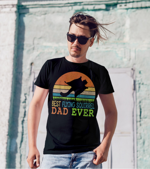 Best Flying Squirrel Dad Ever Retro Sunset T-Shirt