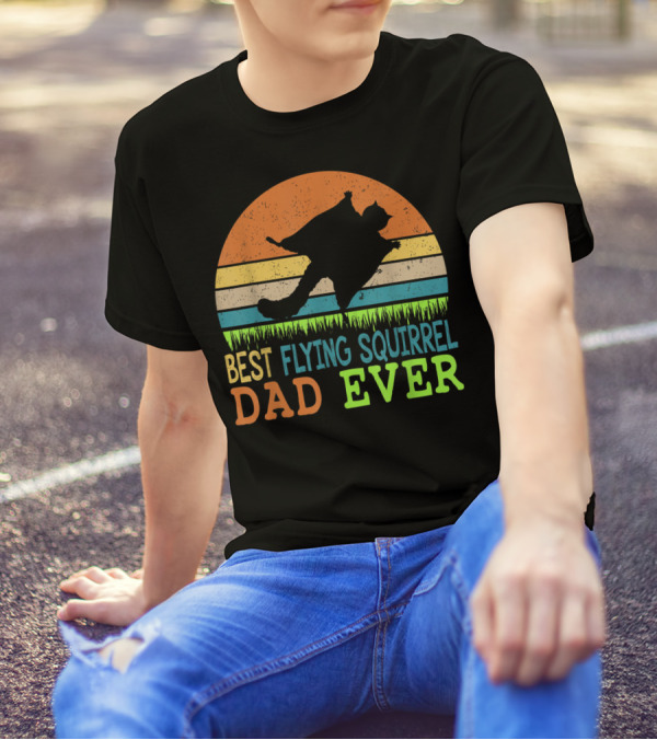 Best Flying Squirrel Dad Ever Retro Sunset T-Shirt