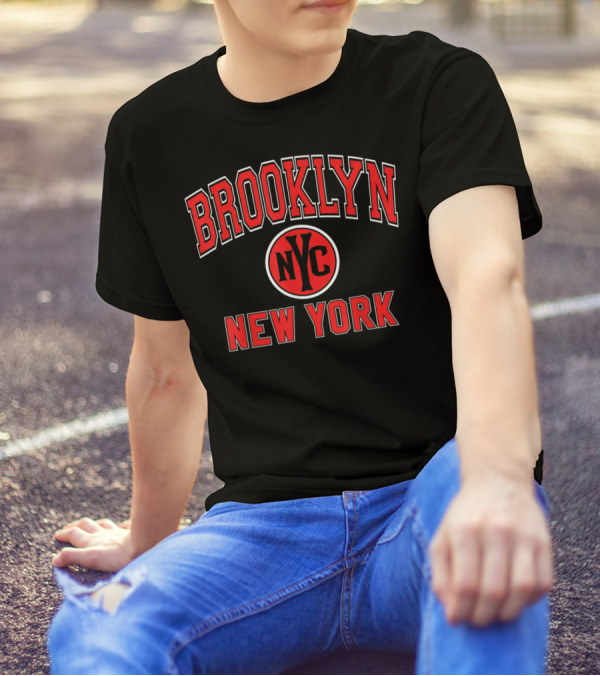 Brooklyn NYC New York Varsity Style Red T-Shirt
