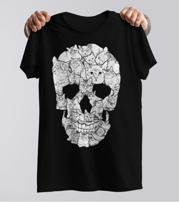Cat Skull Cat Skull Men's Unique Feline Skull T-Shirt