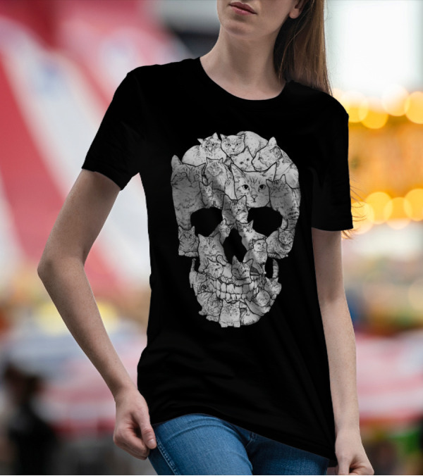 Cat Skull Cat Skull Men's Unique Feline Skull T-Shirt