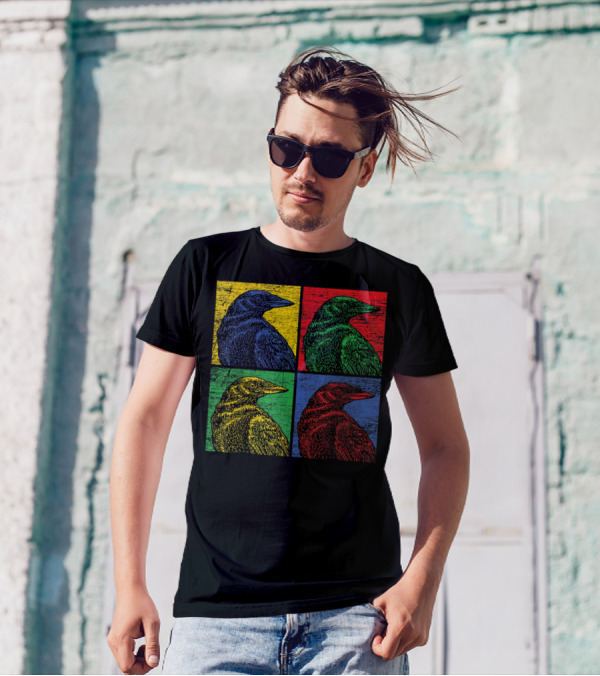 Vintage Raven Colorful Pop Art Crow Bird Lover T-Shirt