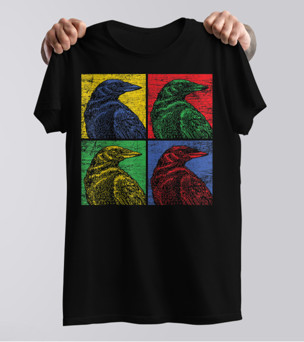 Vintage Raven Colorful Pop Art Crow Bird Lover T-Shirt