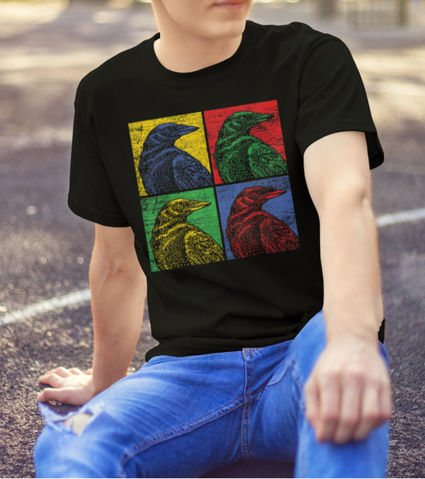 Vintage Raven Colorful Pop Art Crow Bird Lover T-Shirt