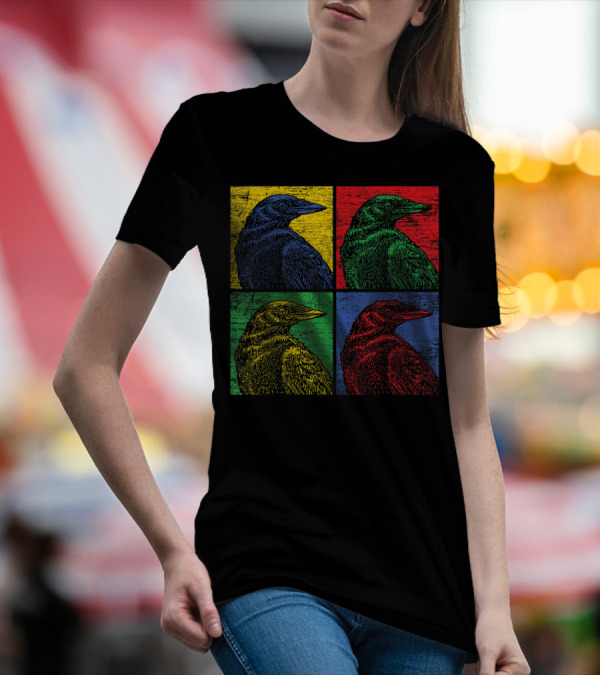 Vintage Raven Colorful Pop Art Crow Bird Lover T-Shirt