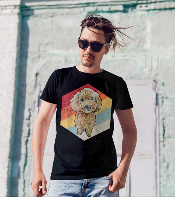 Cute Cavapoo Dog Pet Vintage Retro Stripes T-Shirt