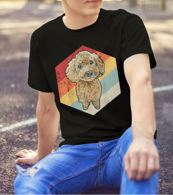 Cute Cavapoo Dog Pet Vintage Retro Stripes T-Shirt
