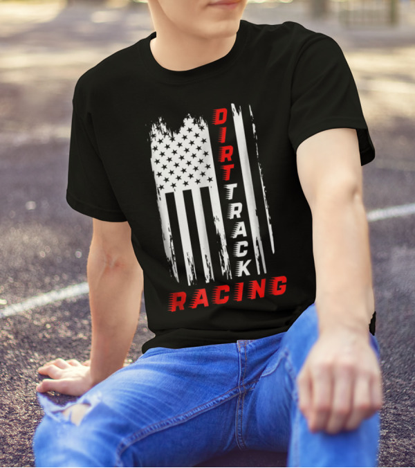 Dirt Track Racing American Flag Grunge T-Shirt