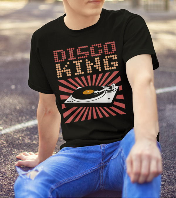 DISCO KING 70s Turntable Vinyl Record Retro Vibes T-Shirt