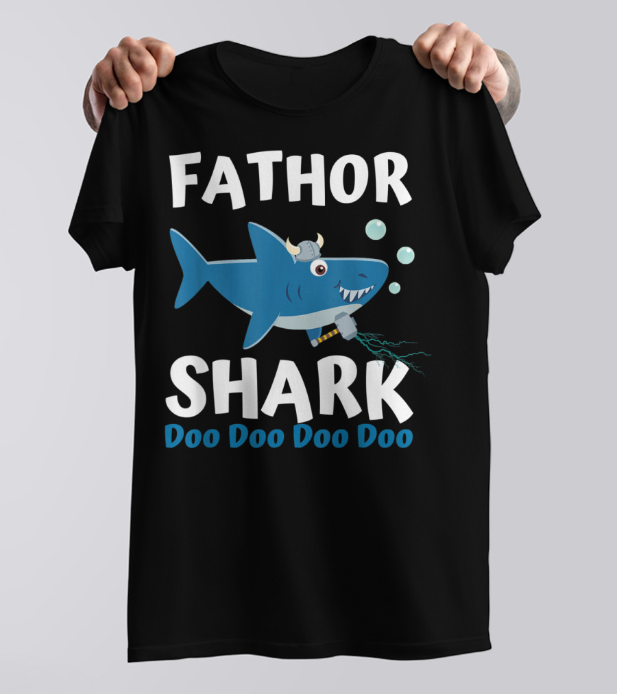 Fathor Shark Doo Doo Doo Doo Viking Father's Day Hero T-Shirt