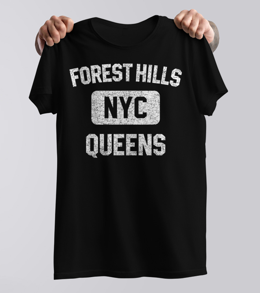 Forest Hills NYC Queens Gym Style Distressed White T-Shirt