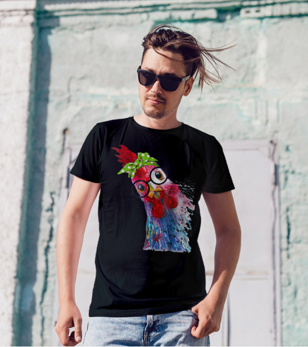 Funny Chicken Lover Hen Farmer Glasses Bandana T-Shirt